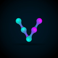 V letter logo icon template.Technology,network,digital,Vector Illustration