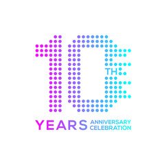 10 years anniversary with a circle,dotted,digital,technology logo