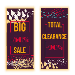 Set of sale banners design with grunge stains. Vector illustration