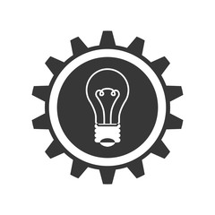 light bulb gear energy power silhouette icon. Isolated and flat illustration. Vector graphic