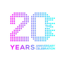 20 years anniversary with a circle,dotted,digital,technology logo