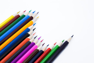Line of color pencils.