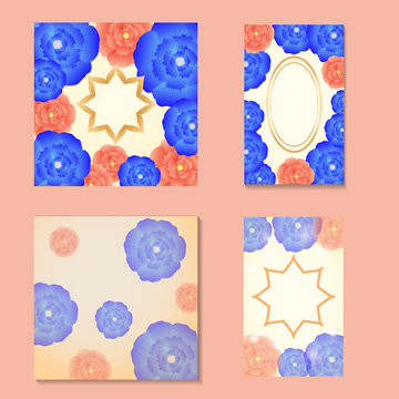 square and rectangular cards with the image of multi-colored sty