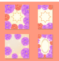 square and rectangular cards with the image of multi-colored stylized peonies