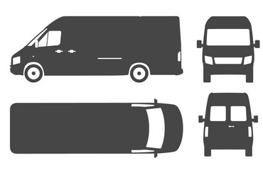 Commercial van bus silhouette vector icon - 117596393