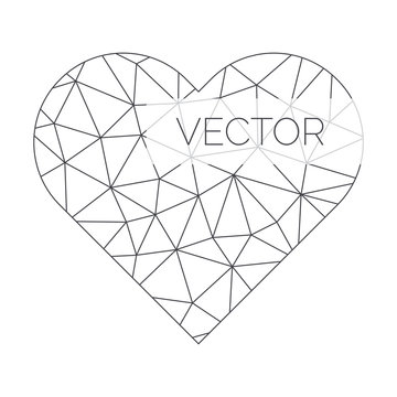 Vector transparent polygonal grey heart symbol