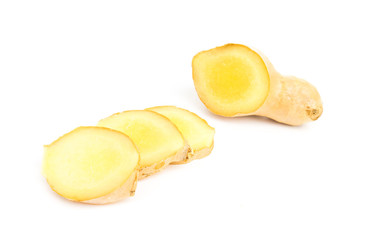 Fresh ginger on white background,raw material for cooking