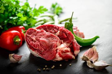 Beef in a process of cooking