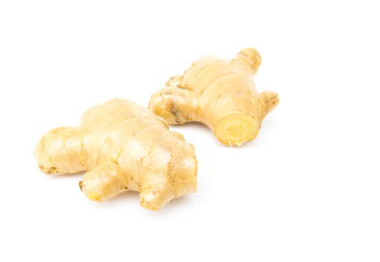 Fresh ginger on white background