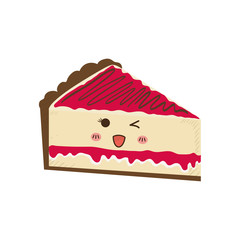 cake kawaii dessert cute sweet food icon. Isolated and flat illustration. Vector graphic