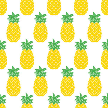 Pineapples seamless pattern. Tropic fruits background.