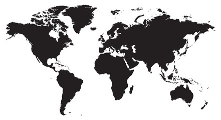 Obraz premium Ilustracja wektorowa mapa świata na białym tle