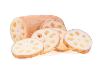 Lotus root on white background