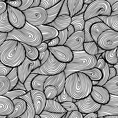 Seamless pattern background with abstract ornaments, black and white vector illustration