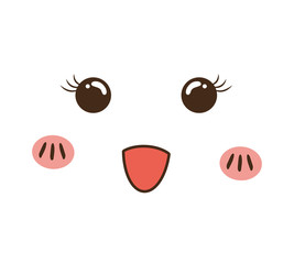 kawaii cartoon face expression smile icon. Isolated and flat illustration. Vector graphic