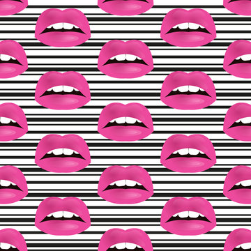 Glamour seamless lip pattern. Vector illustration for fashion design