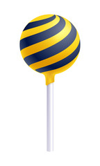 Colorful halloween cake pop. Yellow and black stripes.