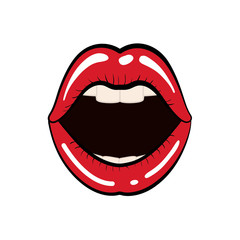 mouth female lips red retro icon. Isolated and flat illustration. Vector graphic