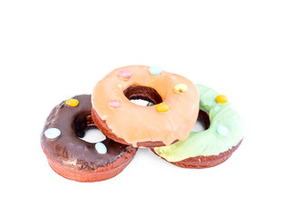 Colorful donut on white background