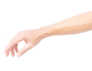 Man arm with blood veins on white background