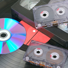Vinyl disc, audio and video cassettes