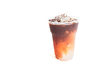 Ice of americano on white background, Ice coffee