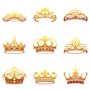 a vector of crown icons gold