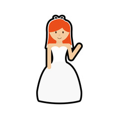 cartoon girl woman wedding marriage dress icon. Isolated and flat illustration. Vector graphic