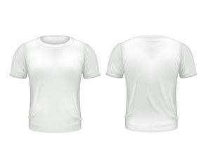 White T-shirt Front Back Template Realistic 3d Isolated Vector illustration
