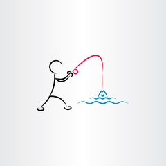 man fishing vector icon illustration