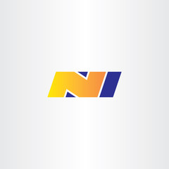 n letter yellow blue logo sign vector icon symbol