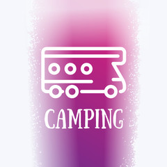camping van icon, camper, camping vehicle vector logo element, vector illustration