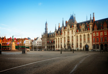 Fototapeta na wymiar Market Square with city hall, Bruges