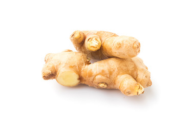 Fresh ginger on white background,raw material for cooking