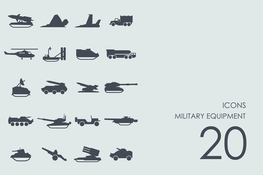 Set of military equipment icons