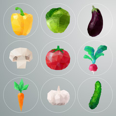 Vector polygonal vegetables set