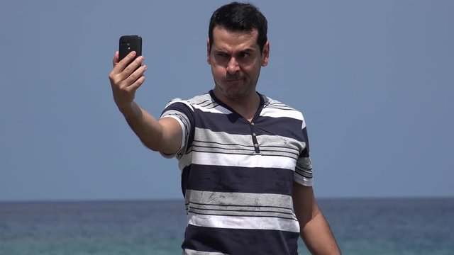 Goofy Man Taking Selfie And Funny Faces