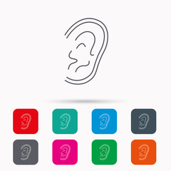 Ear icon. Hear or listen sign.