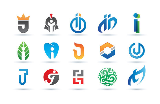 Set of Abstract Letter i Logo - Vibrant and Colorful Icons Logos
