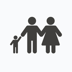 Family icon. Father, mother and child sign.