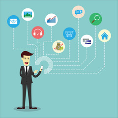 Businessman using mobile phone, Mobile infographic
