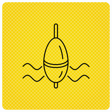 recommend clip art: Fishing float icon. Bobber in waves sign.