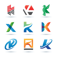 Set of Abstract Letter K Logo - Vibrant and Colorful Icons Logos