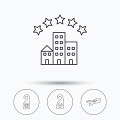 Naklejka premium Hotel, airplane and do not disturb icons.
