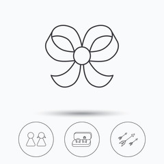 Arrows, couple and wedding rings icons.