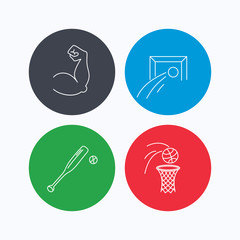 Baseball, football and basketball icons.