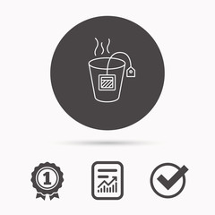 Tea bag icon. Natural hot drink sign.