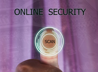 The concept of the latest technology . Fingerprint scanning for secure access. A photo with the title online security.