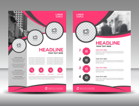 Pink business brochure flyer design layout template in A4 size,