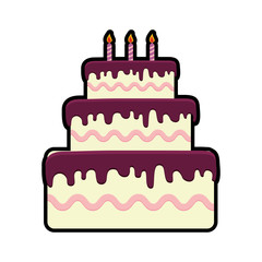 cake candle party cream bakery birthday icon. Isolated and flat illustration. Vector graphic